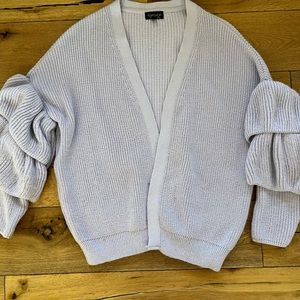 Topshop Periwinkle Puff Ruffle Sleeve Cardigan